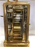 Lot 205 - Swiss engraved gilt metal carriage clock, signed Henry Capt, Geneva.