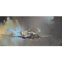 Lot 254 - After Barry A. F. Clark large print on board of a Spitfire 49cm high 99cm wide