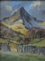 Lot 391 - John Lines, Winter, Cnicht, North Wales, oil on canvas.