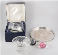 Lot 19 - Set of Edinburgh crystal sherry glasses; other table crystal; two Caithness paperweights, etc