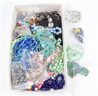 Lot 227 - A collection of vintage bead necklaces, bristol blue, clear and coloured crystal etc