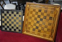 Lot 177 - A hardwood chess board, 46x46cm, and another similar, 61x61cm, (2).