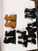 Lot 196 - The Staunton Chess Men, Jaques chess set, c1855 Anderson drop jaw knights, king size 8.6cm, in original box with label.