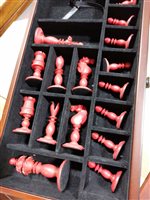 Lot 200 - Large chess board games box with 18th century style chess pieces, 37cm square.