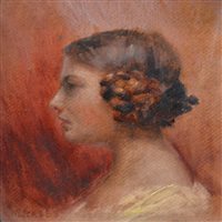 Lot 281 - Max Friedrich Rabes, Young lady, head and shoulders length, oil on cardboard.