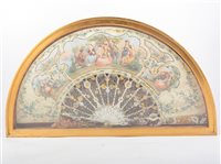 Lot 175 - A framed paper fan with mother-of-pearl sticks.
