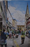 Lot 392 - Frank Scott, Church Street Market Harborough, signed limited edition giclee print