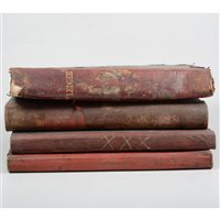 Lot 115 - A writing slope, three pill making blocks and pharmaceutical ledgers, and a truncheon.