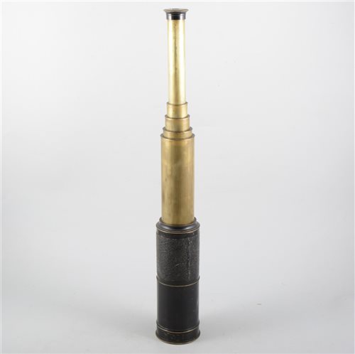 Lot 200 - Nineteenth century brass five draw telescope, Charles Chevalier Paris, 90cm.