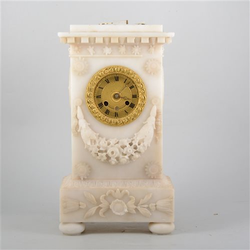 Lot 118 - 19th Century French alabaster mantel clock