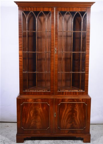 Lot 416 Reproduction Mahogany Bookcase Glazed Doors