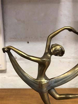 Lot 591 - An Art Deco cold painted bronze model of a scarf dancer, by Josef Lorenzl.