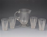 Lot 30 - Rene Lalique, a lemonade jug and six associated tumblers, pre-1945