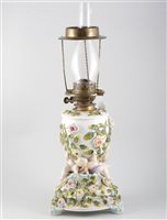 Lot 80 - Continental porcelain oil lamp