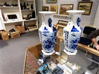Lot 45 - Pair of Japanese blue and white hexagonal vases