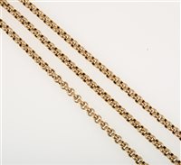 Lot 257 - Three 9 carat gold belcher link chain bracelets.