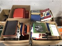 Lot 130A - Four boxes of assorted reference and fiction books.