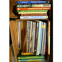 Lot 72 - Large quantity of reference book, magazines and DVDs, about trains, locomotives and railways, a collection in seven boxes.