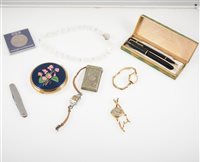 Lot 287 - A collection of wrist watches, some with gold cases including a Smiths 9 carat yellow gold bracelet watch gross weight approximately 14.7gms, a Conway Stewart black pen and pencil set in original box