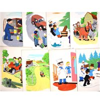 Lot 231 - Children's book illustrations; Camberwick Green, illust. Glenn Steward, a collection of original bookplate illustrations published Pancake Race
