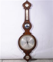 Lot 154 - Victorian banjo barometer, silvered dials, one signed S. Salkind, Norwich, 107cm.