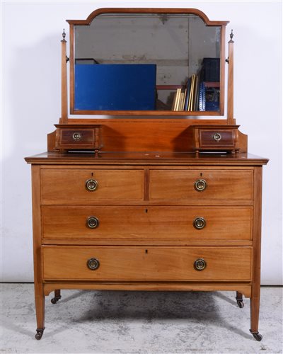 Lot 433 - Edwardian mahogany dressing table, together with a mahogany framed cheval mirror.