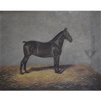 Lot 298 - Fred Thurlby, Gay Girl, a Cob in a stable, oil on canvas.