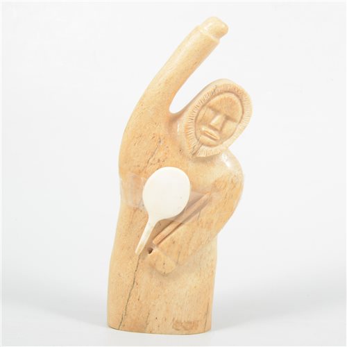 Lot 148 - Carved Alaskan Inuit figural sculpture, signed Ningeulook, Shishmaref '99