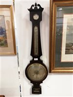 Lot 345A - George IV mahogany banjo-shape wall barometer, signed J Boring