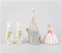 Lot 70 - Hummel figure, Royal Doulton and other figures and decorative ceramics, one box.