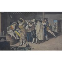 Lot 322 - After Ferdinand Victor Leon Roybet, Cavaliers in an Inn, oil on relined canvas.