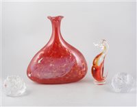 Lot 70A - A collection of glassware, including Mdina flask shaped vase, 31cm, Kosta Boda, Orrefors, Mdina and Tamara Aladin.