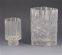 Lot 36 - Two glass vases by Tapio Wirkkala, 'Pinus' signed TW, 23cm and another marked with a crown and R, 16cm, (2).