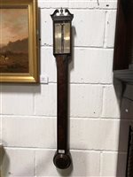 Lot 450 - George III mahogany stick barometer, signed Silvani, Brighton