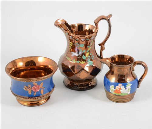 Lot 42 - Collection of Victorian copper lustre pottery