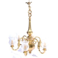 Lot 546 - Dutch style brass six-light chandelier