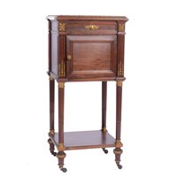 Lot 379 - French walnut and gilt metal mounted bedside table