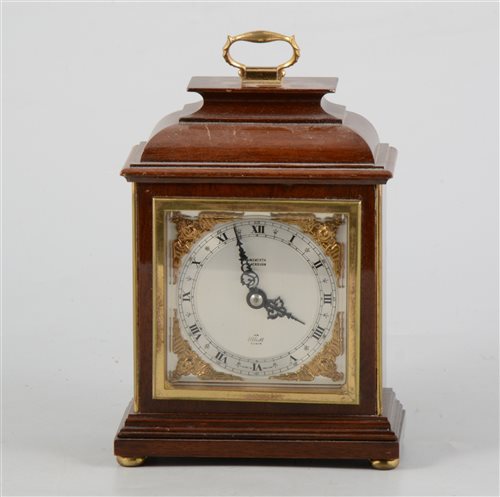 Lot 151 - Elliot mantel clock, walnut case with carrying handle, 22cm.