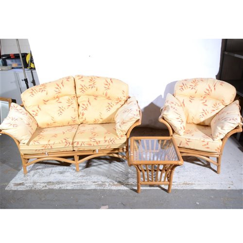 Lot 529 - Suite of cane conservatory furniture