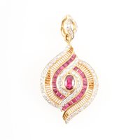 Lot 183 - A modern ruby and diamond brooch/pendant, a...