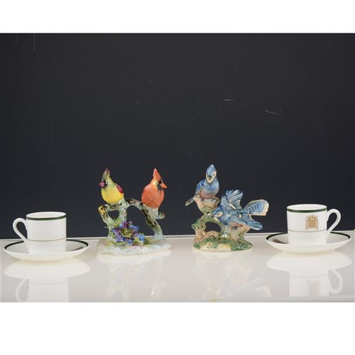 Lot 40 - A Wedgwood "House of Commons" boxed coffee set, Beswick birds, and other ceramics.