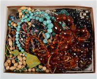 Lot 347 - A collection of various vintage bead necklaces, some graduated faceted amber coloured.