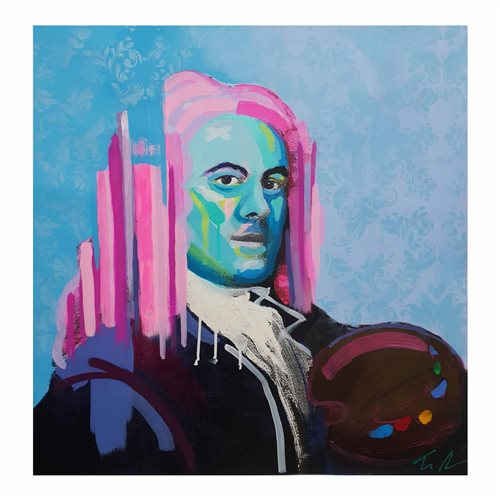 Lot 300 - Tim Fowler,  William Hogarth, 2019, mixed media, framed size 105cm x 105cm.