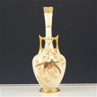 Lot 13 - A Royal Worcester Persian-shape twin handled vase.
