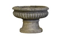 Lot 392 - Marble garden urn, fluted oval bowl, on a spreading foot.