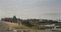 Lot 381 - A Webster, Coastal Cottages, oil on canvas.