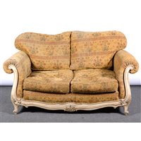Lot 486 - Contemporary French style sofa, by David Gascoigne, floral tapestry pattern upholstery with loose cushions, length 170cm.