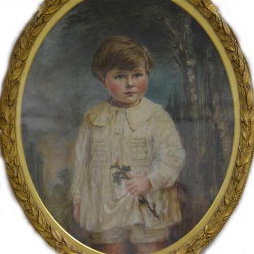 Lot 390 - S Leigh Pemberton, portrait of a child, oil on canvas.