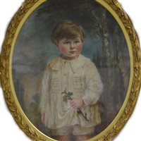 Lot 390 - S Leigh Pemberton, portrait of a child, oil on canvas.