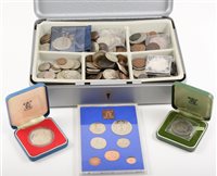 Lot 253 - Collection of coins, including a Victoria Crown 1899; two Victorian florins; George III penny 1806; etc.